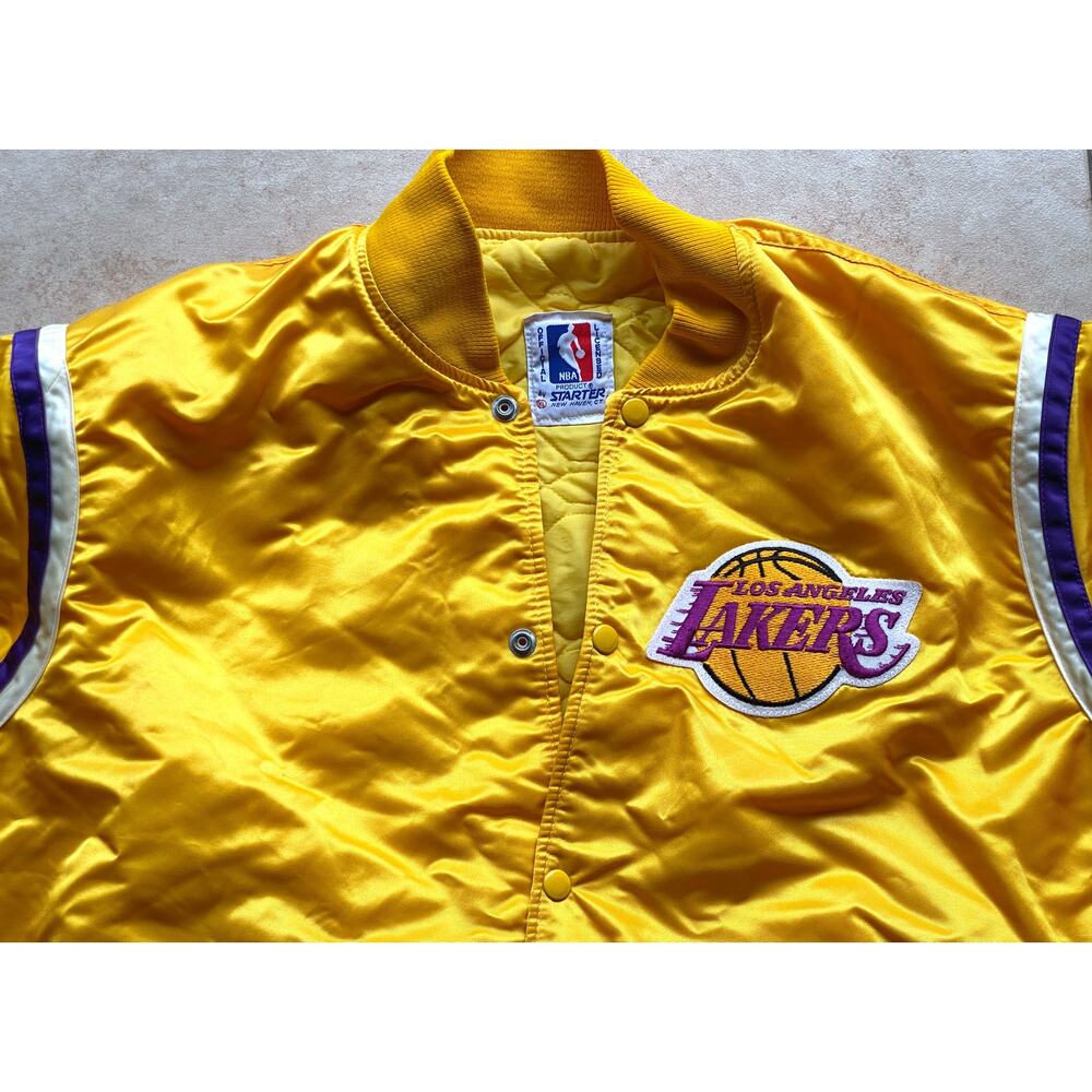 Los Angeles Lakers 90s STARTER satin bomber jacket XL gold NBA basketball vtg